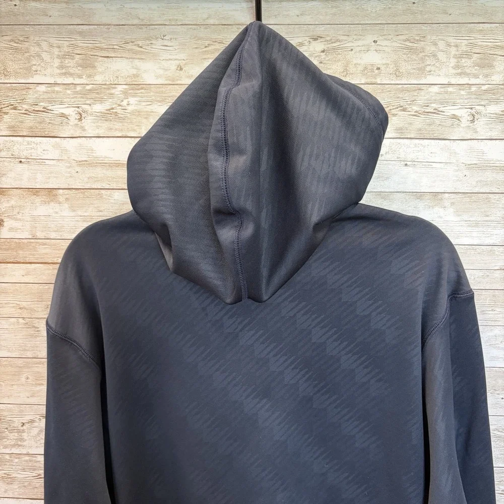 Nike Mens‎ M Hoodie Therma Fit Navy Blue Pullover Sweatshirt Orange Swoosh Logo
